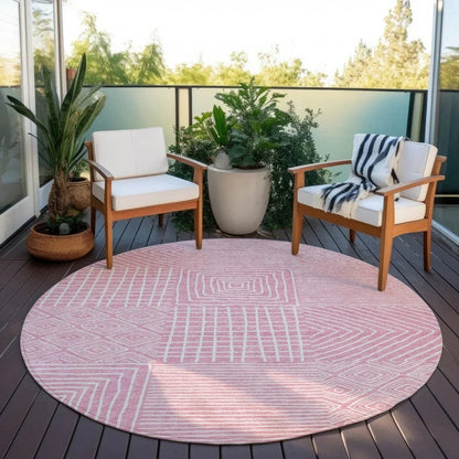 Junia Pink Washable Indoor-Outdoor Rug-Outdoor Rugs-LOOMLAN Rugs-LOOMLAN