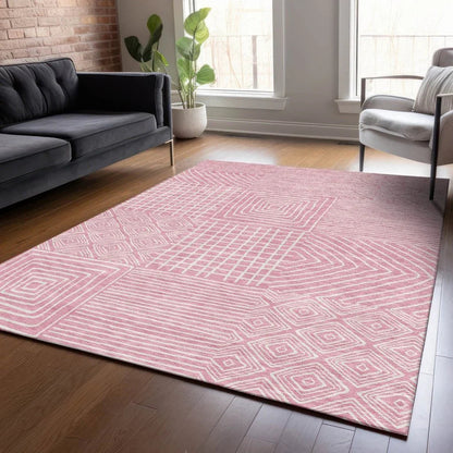 Junia Pink Washable Indoor-Outdoor Rug-Outdoor Rugs-LOOMLAN Rugs-LOOMLAN