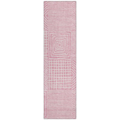 Junia Pink Washable Indoor-Outdoor Rug-Outdoor Rugs-LOOMLAN Rugs-2'3" x 7'6"-LOOMLAN