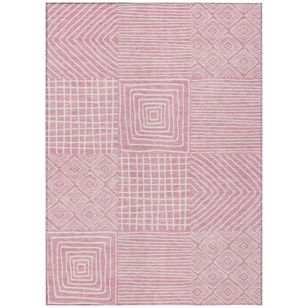 Junia Pink Washable Indoor-Outdoor Rug-Outdoor Rugs-LOOMLAN Rugs-2'6" x 3'10"-LOOMLAN