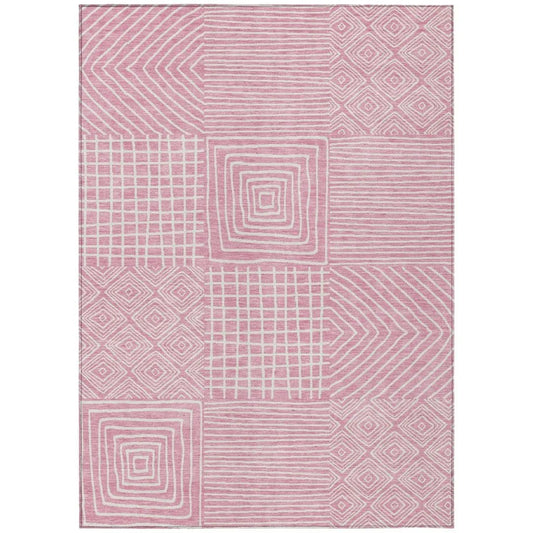Junia Pink Washable Indoor-Outdoor Rug-Outdoor Rugs-LOOMLAN Rugs-2'6" x 3'10"-LOOMLAN