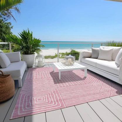 Junia Pink Washable Indoor-Outdoor Rug-Outdoor Rugs-LOOMLAN Rugs-LOOMLAN