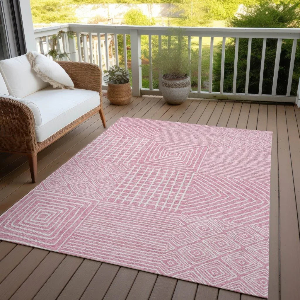 Junia Pink Washable Indoor-Outdoor Rug-Outdoor Rugs-LOOMLAN Rugs-LOOMLAN