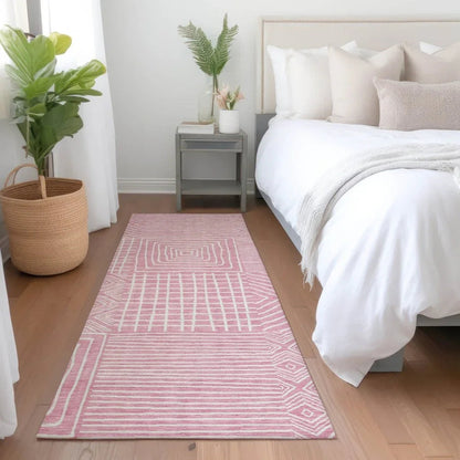 Junia Pink Washable Indoor-Outdoor Rug-Outdoor Rugs-LOOMLAN Rugs-LOOMLAN