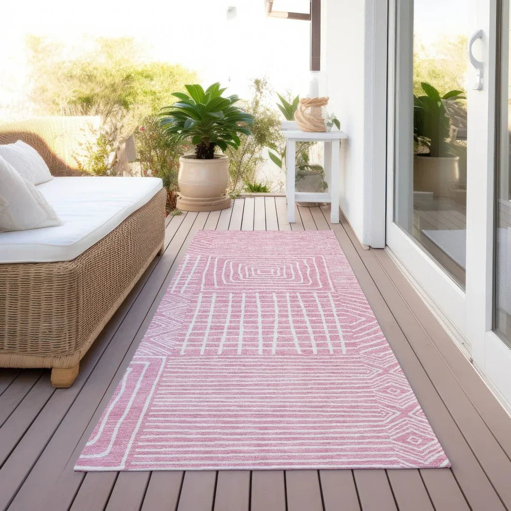 Junia Pink Washable Indoor-Outdoor Rug-Outdoor Rugs-LOOMLAN Rugs-LOOMLAN