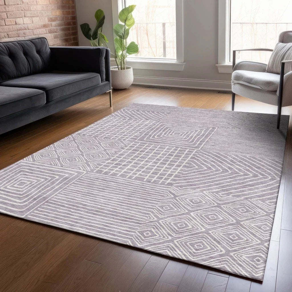 Junia Purple Washable Indoor-Outdoor Rug-Outdoor Rugs-LOOMLAN Rugs-LOOMLAN