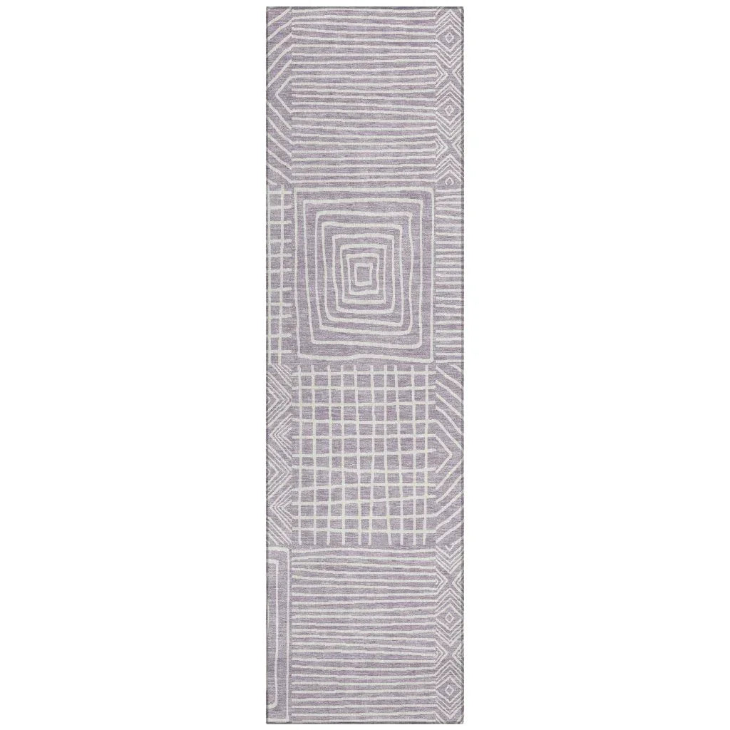 Junia Purple Washable Indoor-Outdoor Rug-Outdoor Rugs-LOOMLAN Rugs-2'3" x 7'6"-LOOMLAN
