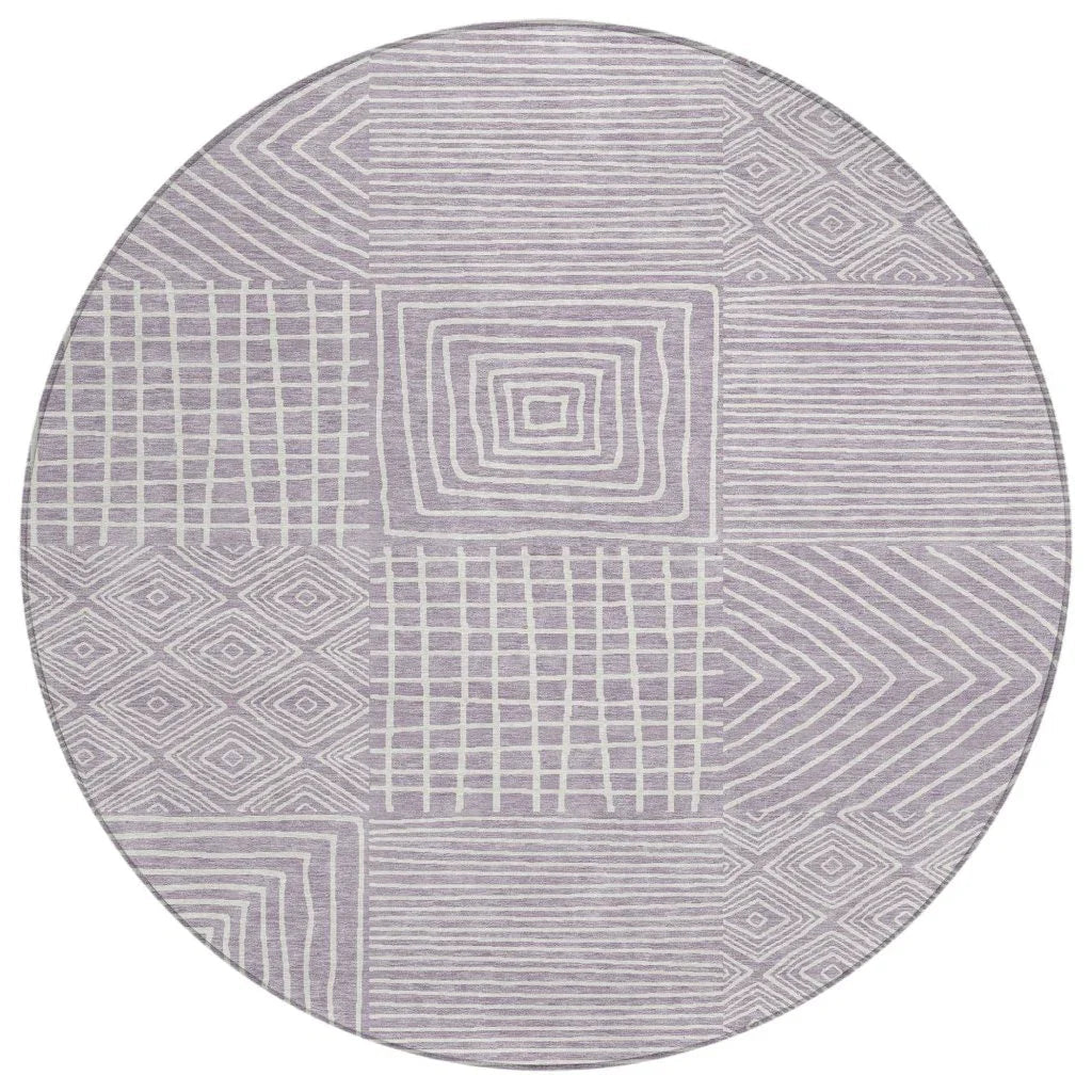 Junia Purple Washable Indoor-Outdoor Rug-Outdoor Rugs-LOOMLAN Rugs-8' x 8'-LOOMLAN