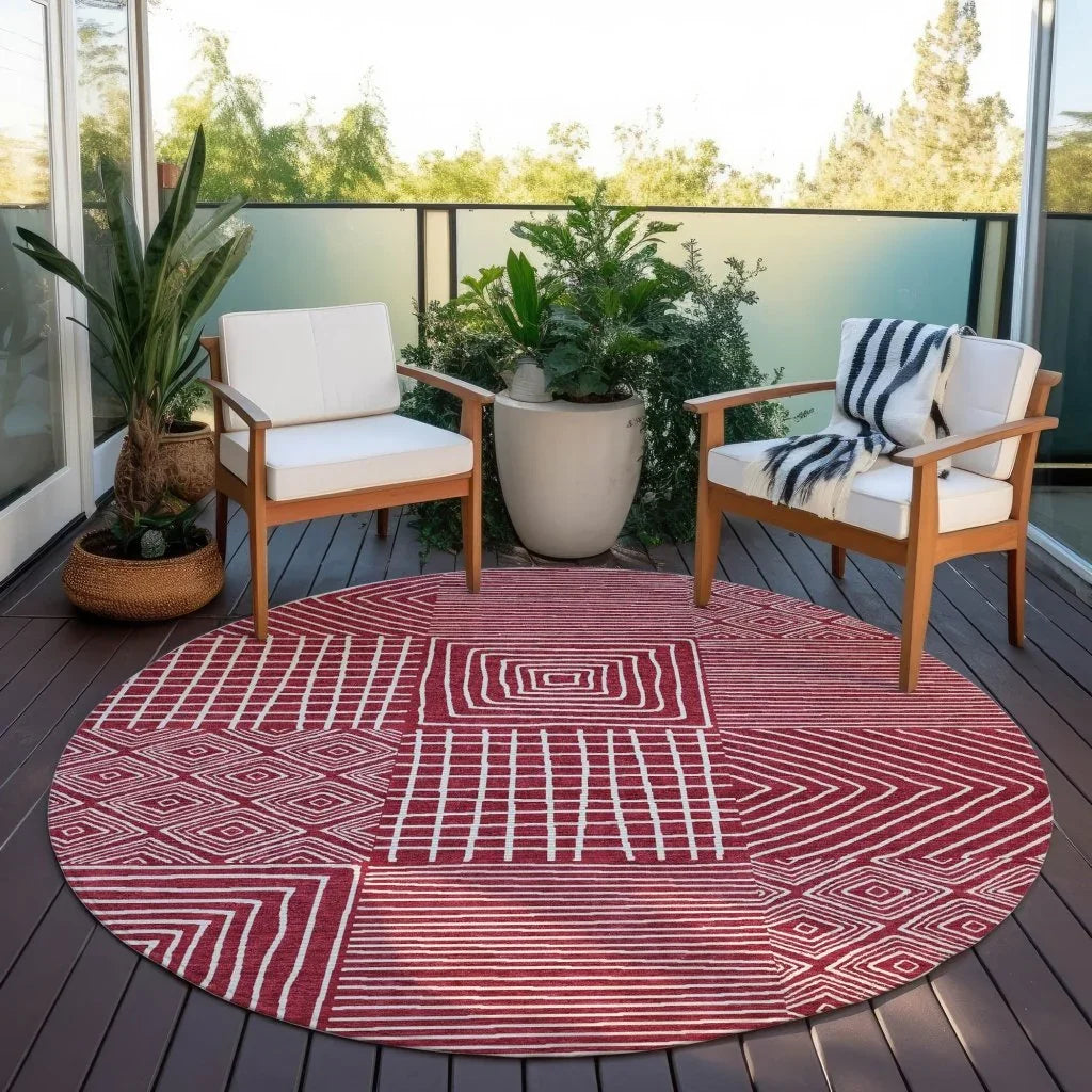 Junia Red Washable Indoor-Outdoor Rug-Outdoor Rugs-LOOMLAN Rugs-LOOMLAN
