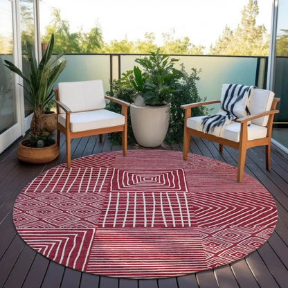 Junia Red Washable Indoor-Outdoor Rug-Outdoor Rugs-LOOMLAN Rugs-LOOMLAN