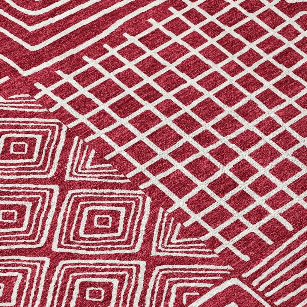 Junia Red Washable Indoor-Outdoor Rug-Outdoor Rugs-LOOMLAN Rugs-LOOMLAN