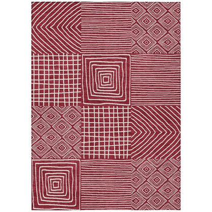 Junia Red Washable Indoor-Outdoor Rug-Outdoor Rugs-LOOMLAN Rugs-2'6" x 3'10"-LOOMLAN