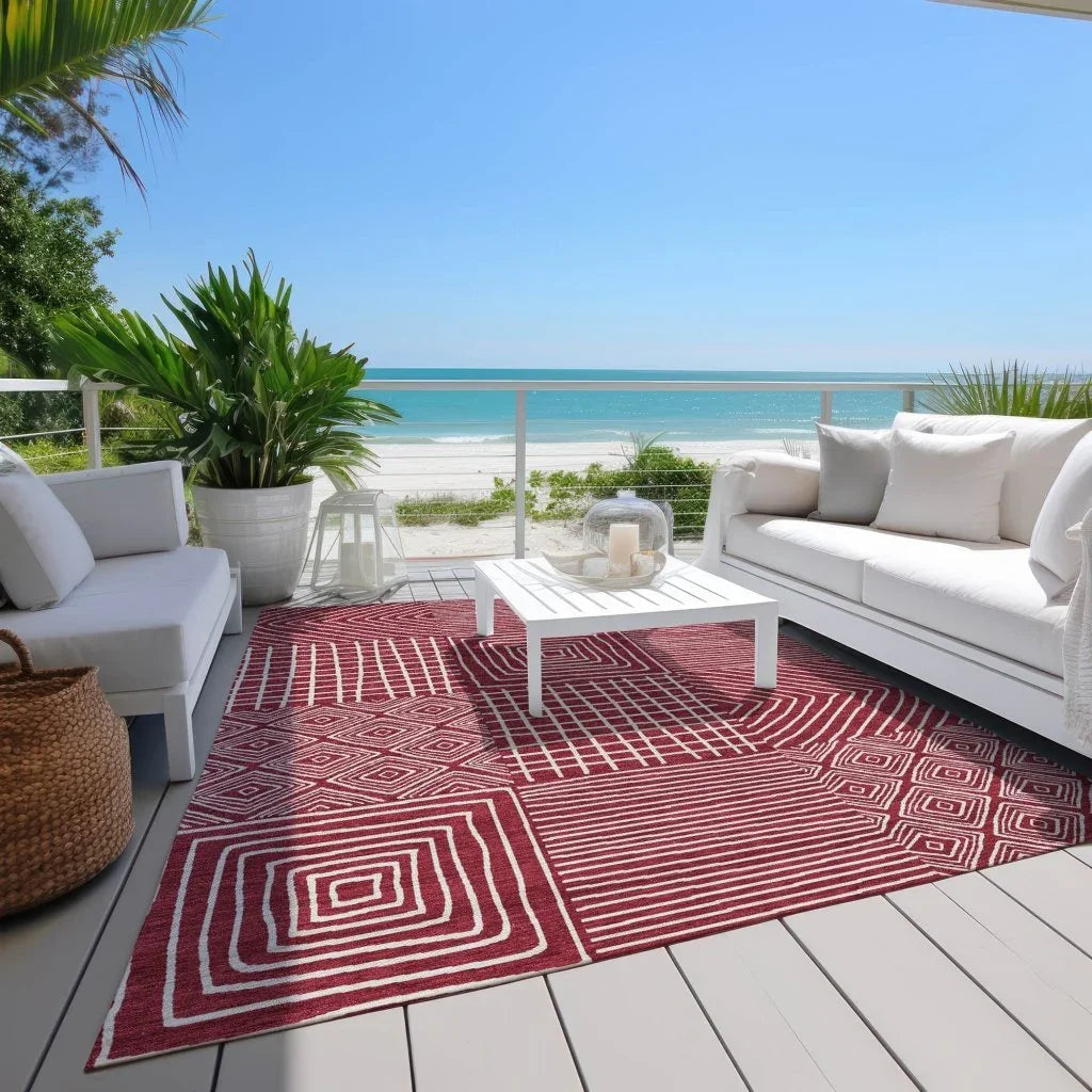 Junia Red Washable Indoor-Outdoor Rug-Outdoor Rugs-LOOMLAN Rugs-LOOMLAN