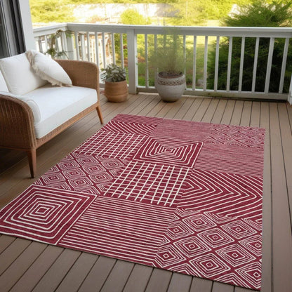 Junia Red Washable Indoor-Outdoor Rug-Outdoor Rugs-LOOMLAN Rugs-LOOMLAN