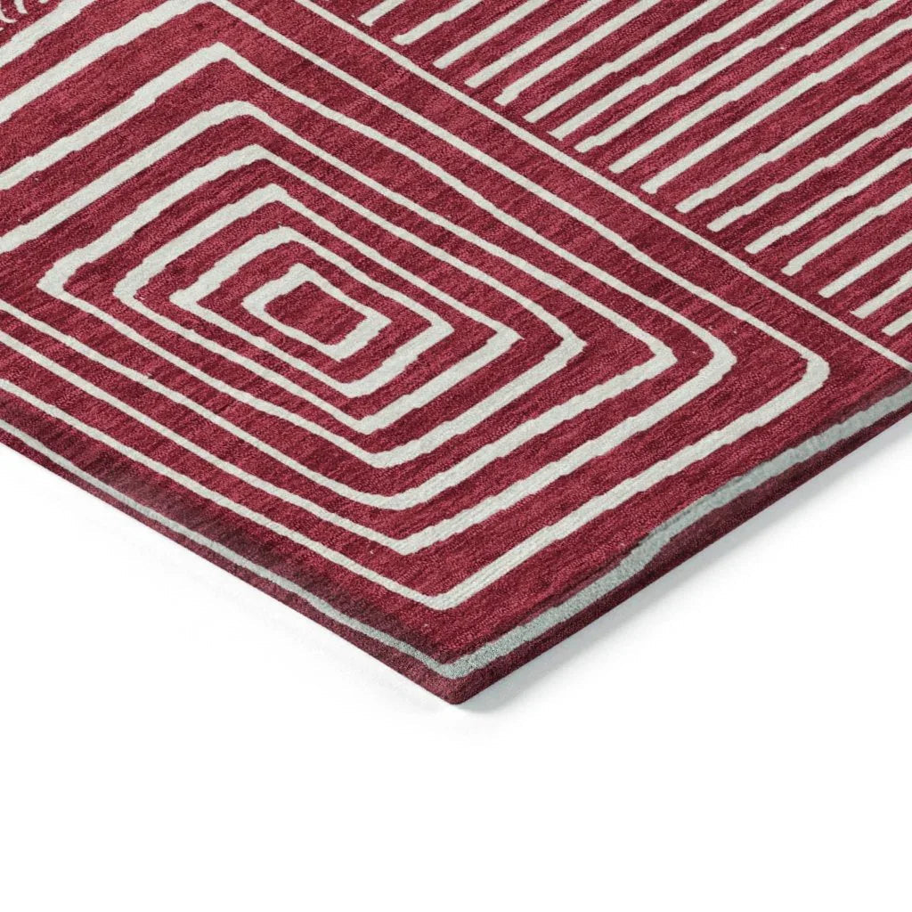 Junia Red Washable Indoor-Outdoor Rug-Outdoor Rugs-LOOMLAN Rugs-LOOMLAN