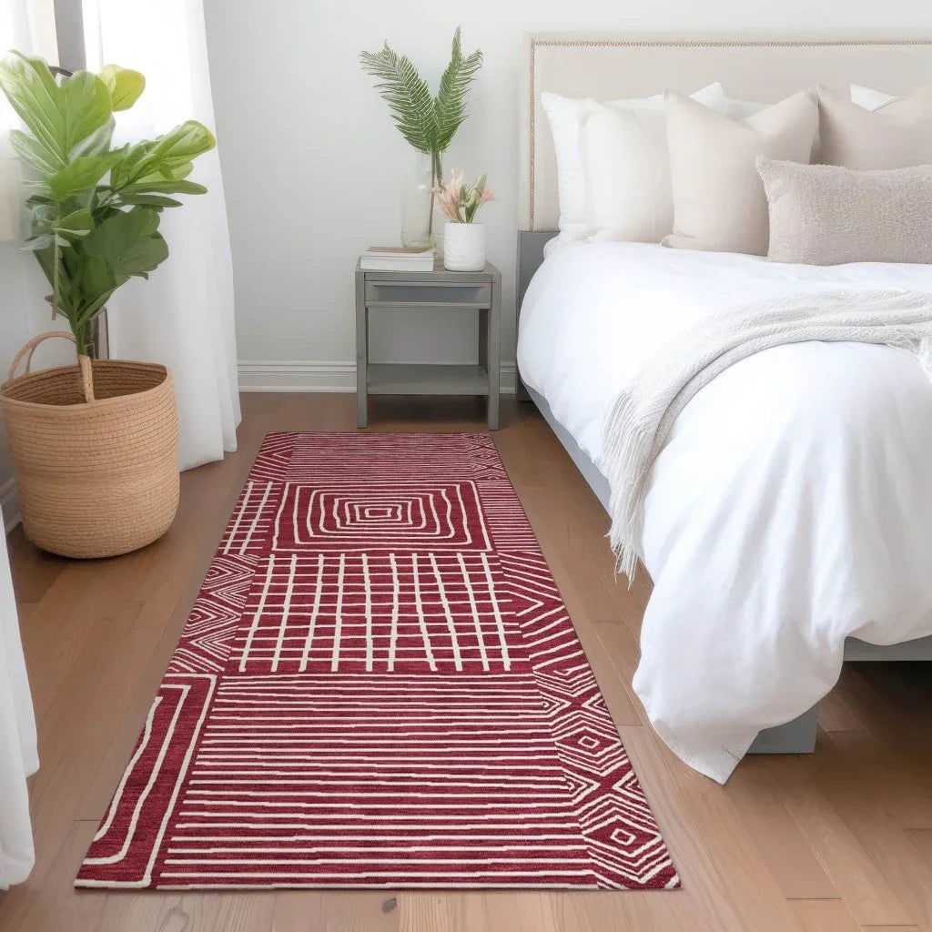 Junia Red Washable Indoor-Outdoor Rug-Outdoor Rugs-LOOMLAN Rugs-LOOMLAN