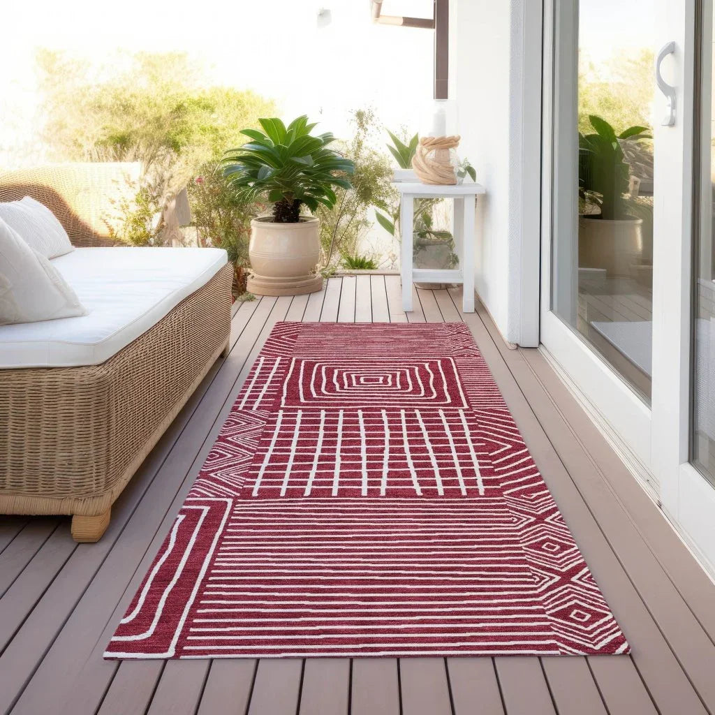 Junia Red Washable Indoor-Outdoor Rug-Outdoor Rugs-LOOMLAN Rugs-LOOMLAN