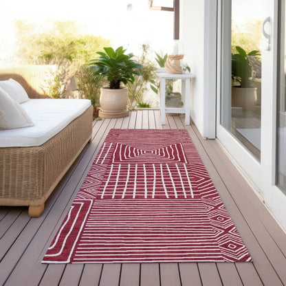 Junia Red Washable Indoor-Outdoor Rug-Outdoor Rugs-LOOMLAN Rugs-LOOMLAN