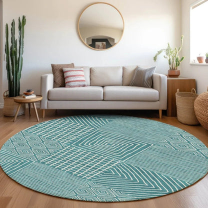 Junia Teal Washable Indoor-Outdoor Rug-Outdoor Rugs-LOOMLAN Rugs-LOOMLAN