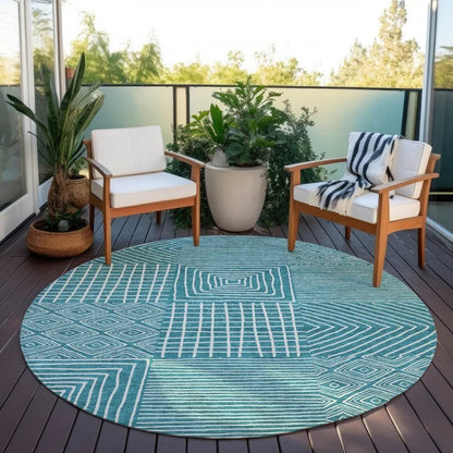 Junia Teal Washable Indoor-Outdoor Rug-Outdoor Rugs-LOOMLAN Rugs-LOOMLAN