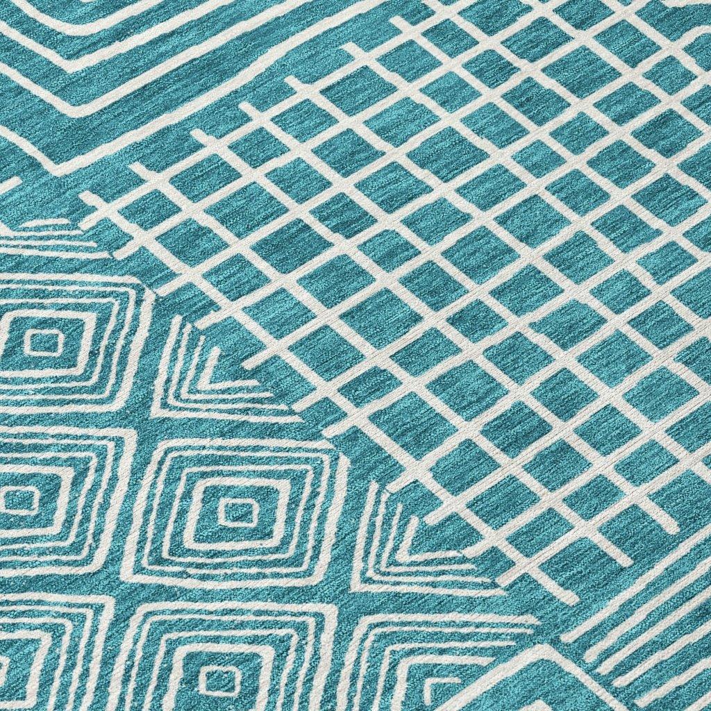 Junia Teal Washable Indoor-Outdoor Rug-Outdoor Rugs-LOOMLAN Rugs-LOOMLAN