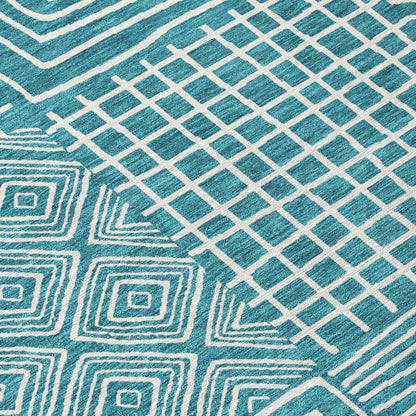 Junia Teal Washable Indoor-Outdoor Rug-Outdoor Rugs-LOOMLAN Rugs-LOOMLAN