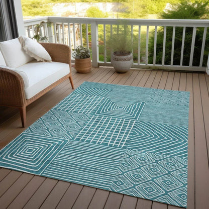 Junia Teal Washable Indoor-Outdoor Rug-Outdoor Rugs-LOOMLAN Rugs-LOOMLAN