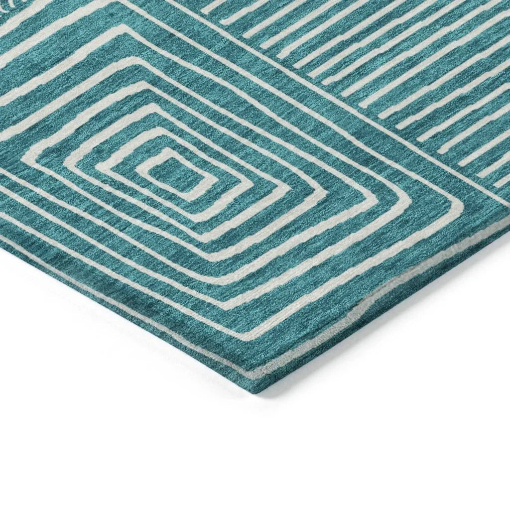 Junia Teal Washable Indoor-Outdoor Rug-Outdoor Rugs-LOOMLAN Rugs-LOOMLAN