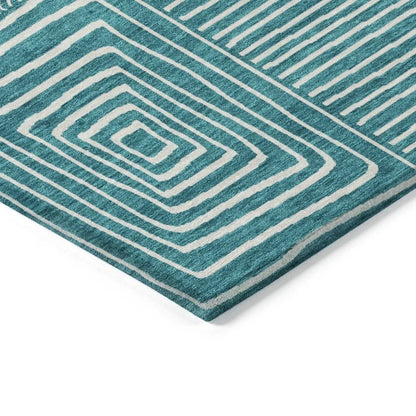 Junia Teal Washable Indoor-Outdoor Rug-Outdoor Rugs-LOOMLAN Rugs-LOOMLAN