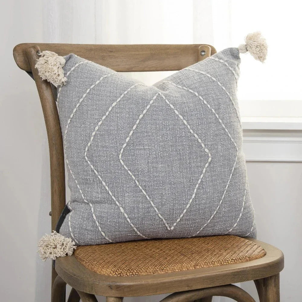 Juno Diamond Grey Throw Pillow Down Insert - LOOMLAN - LOOMLAN - Throw Pillows