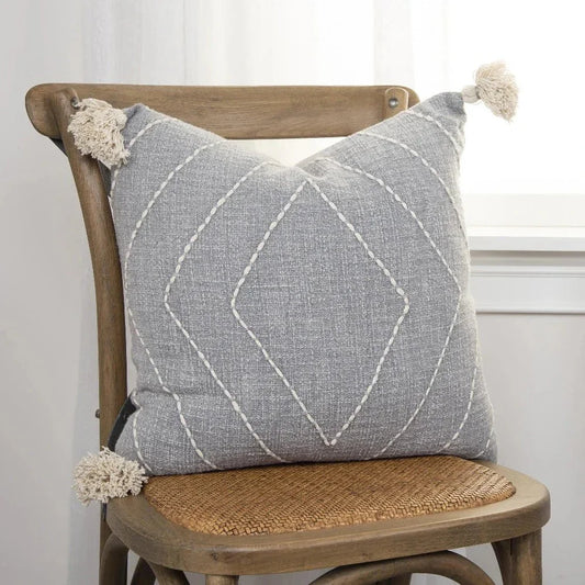 Juno Diamond Grey Throw Pillow Down Insert - LOOMLAN - LOOMLAN - Throw Pillows