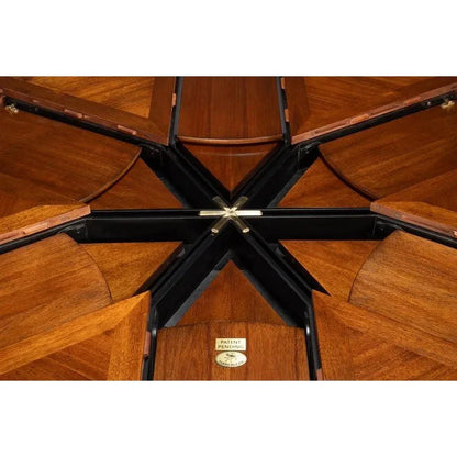 Jupe Wooden Brown Round Dining Table-Dining Tables-Sarreid-LOOMLAN