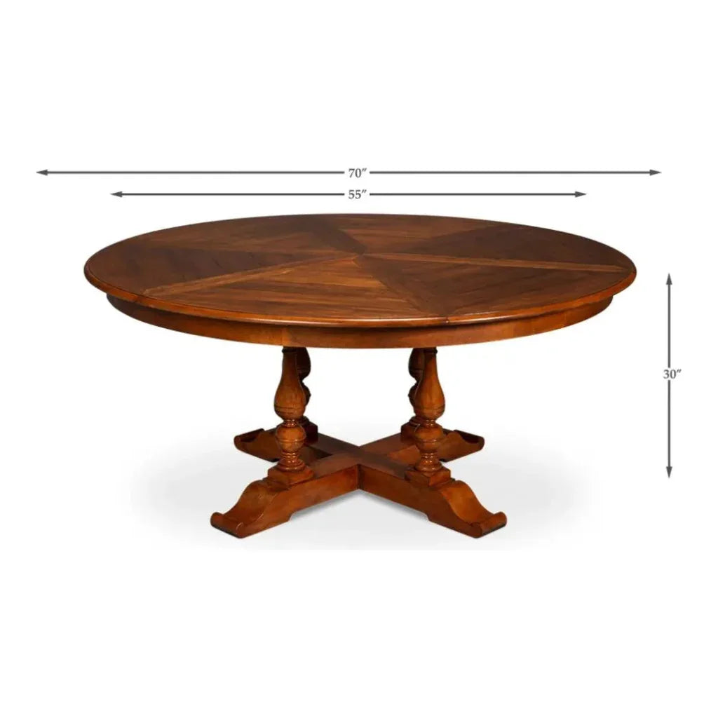 Jupe Wooden Brown Round Dining Table-Dining Tables-Sarreid-LOOMLAN