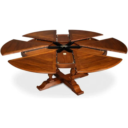 Jupe Wooden Brown Round Dining Table-Dining Tables-Sarreid-LOOMLAN