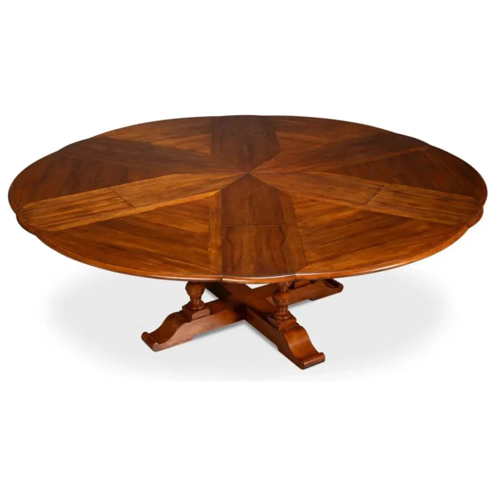 Jupe Wooden Brown Round Dining Table-Dining Tables-Sarreid-LOOMLAN