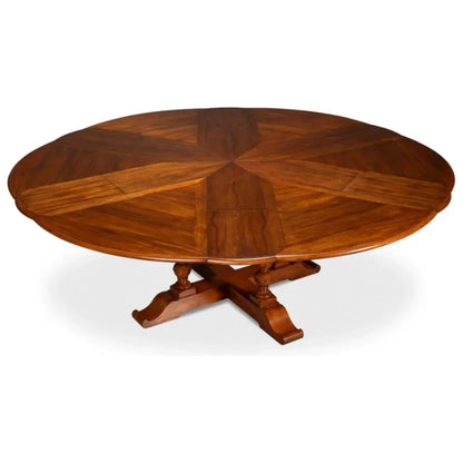 Jupe Wooden Brown Round Dining Table-Dining Tables-Sarreid-LOOMLAN