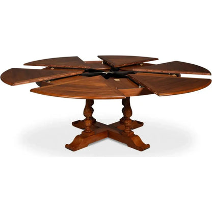 Jupe Wooden Brown Round Dining Table-Dining Tables-Sarreid-LOOMLAN