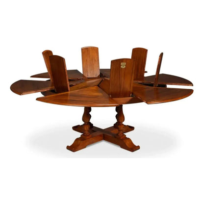Jupe Wooden Brown Round Dining Table-Dining Tables-Sarreid-LOOMLAN