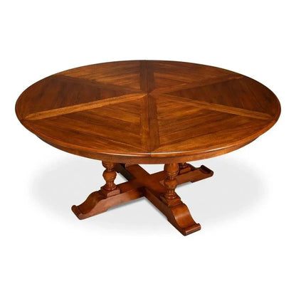 Jupe Wooden Brown Round Dining Table-Dining Tables-Sarreid-LOOMLAN