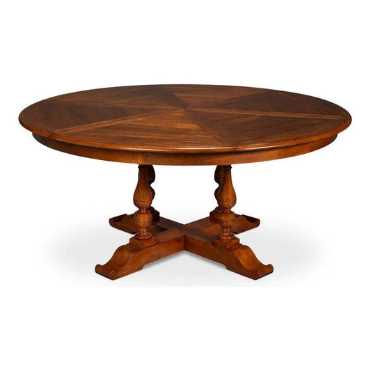 Jupe Wooden Brown Round Dining Table-Dining Tables-Sarreid-55"dia-LOOMLAN
