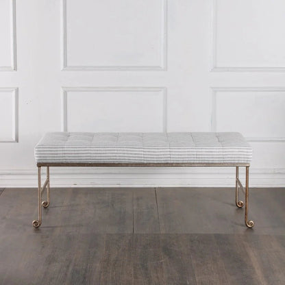 Justin White Fabric Bedroom Bench - LOOMLAN - Peninsula Home - Bedroom Benches