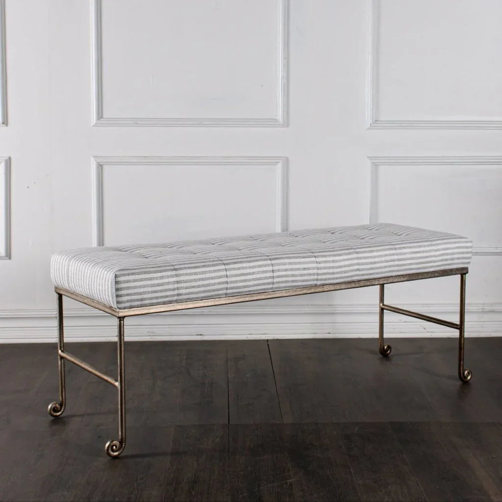 Justin White Fabric Bedroom Bench - LOOMLAN - Peninsula Home - Bedroom Benches