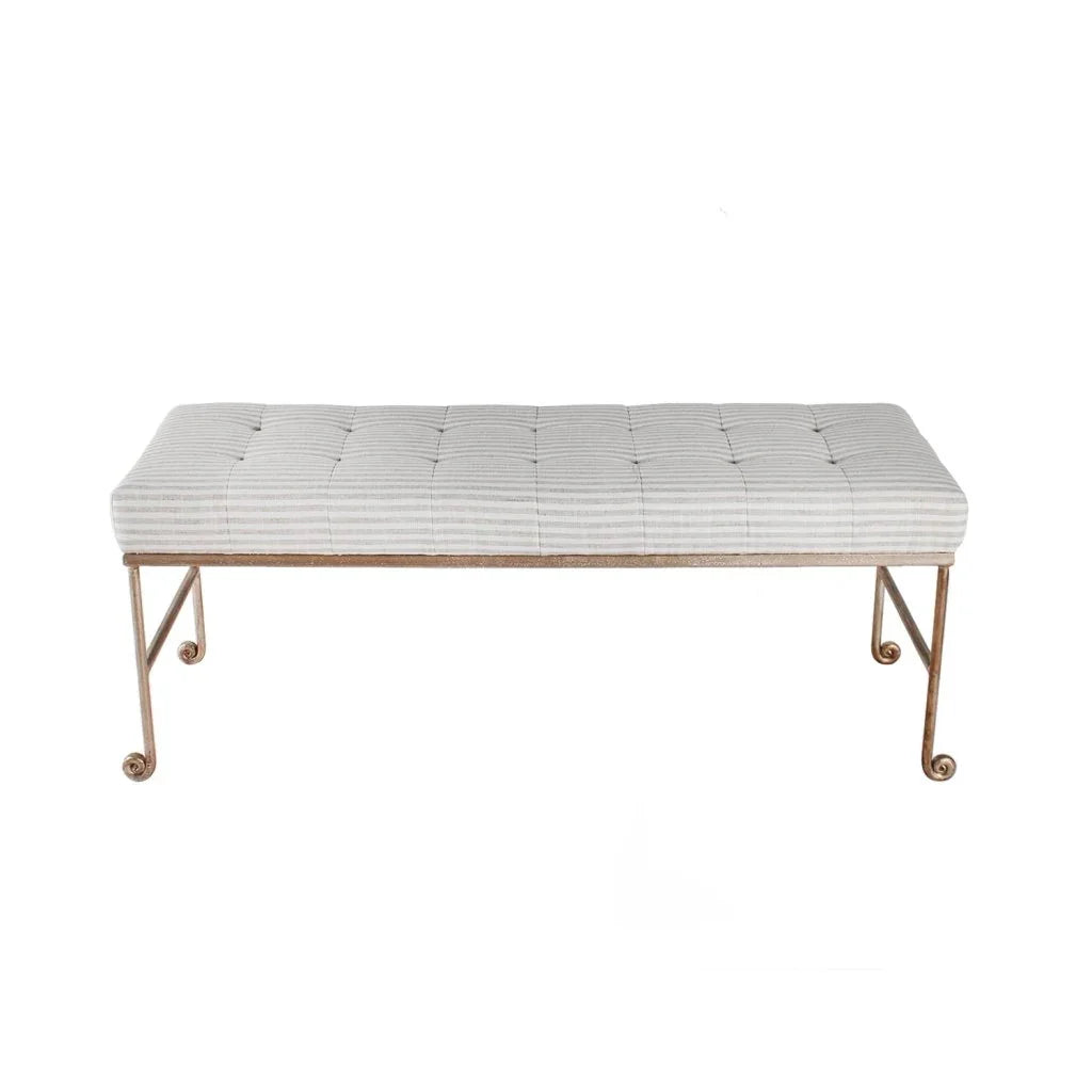 Justin White Fabric Bedroom Bench - LOOMLAN - Peninsula Home - Bedroom Benches