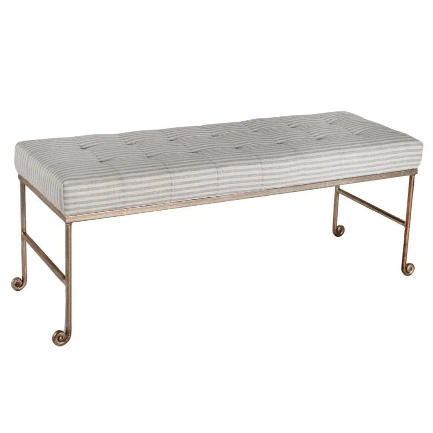 Justin White Fabric Bedroom Bench - LOOMLAN - Peninsula Home - Bedroom Benches