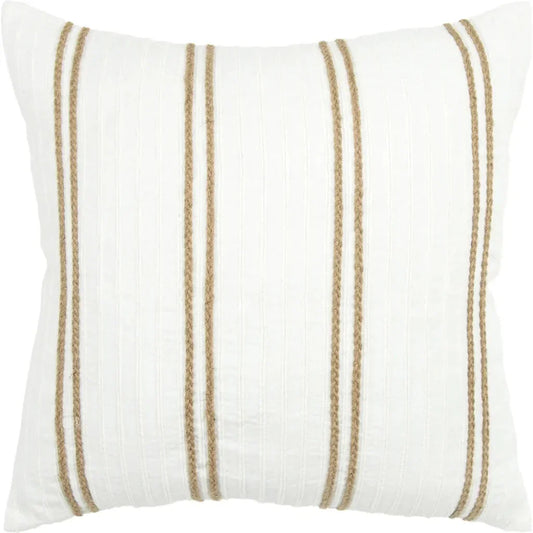 Jute White Throw Pillow With Down Insert - LOOMLAN - LOOMLAN - Throw Pillows