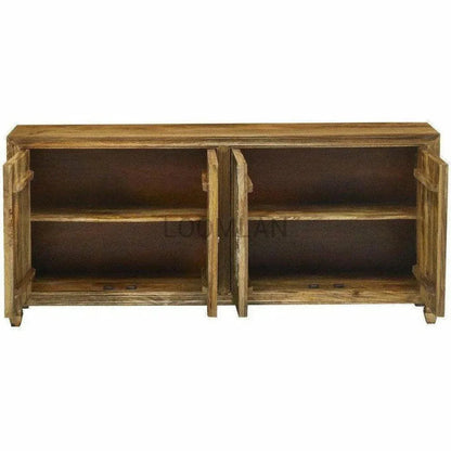 Rustic Buffet Silver Metal Doors Accents - LOOMLAN - LOOMLAN - Sideboards