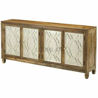 Rustic Buffet Silver Metal Doors Accents - LOOMLAN - LOOMLAN - Sideboards