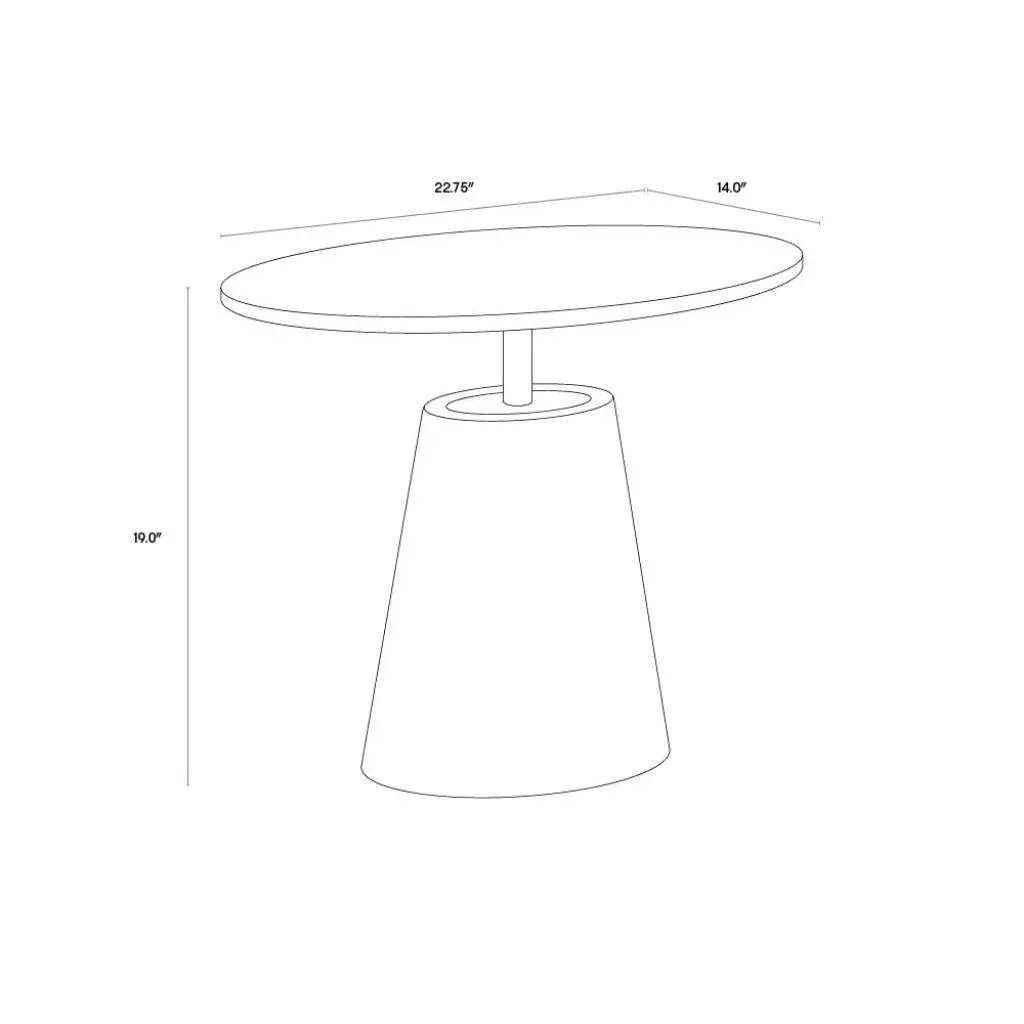 Kadin Concrete Based Steel Oval Side Table - LOOMLAN - SUNPAN - Outdoor Side Tables