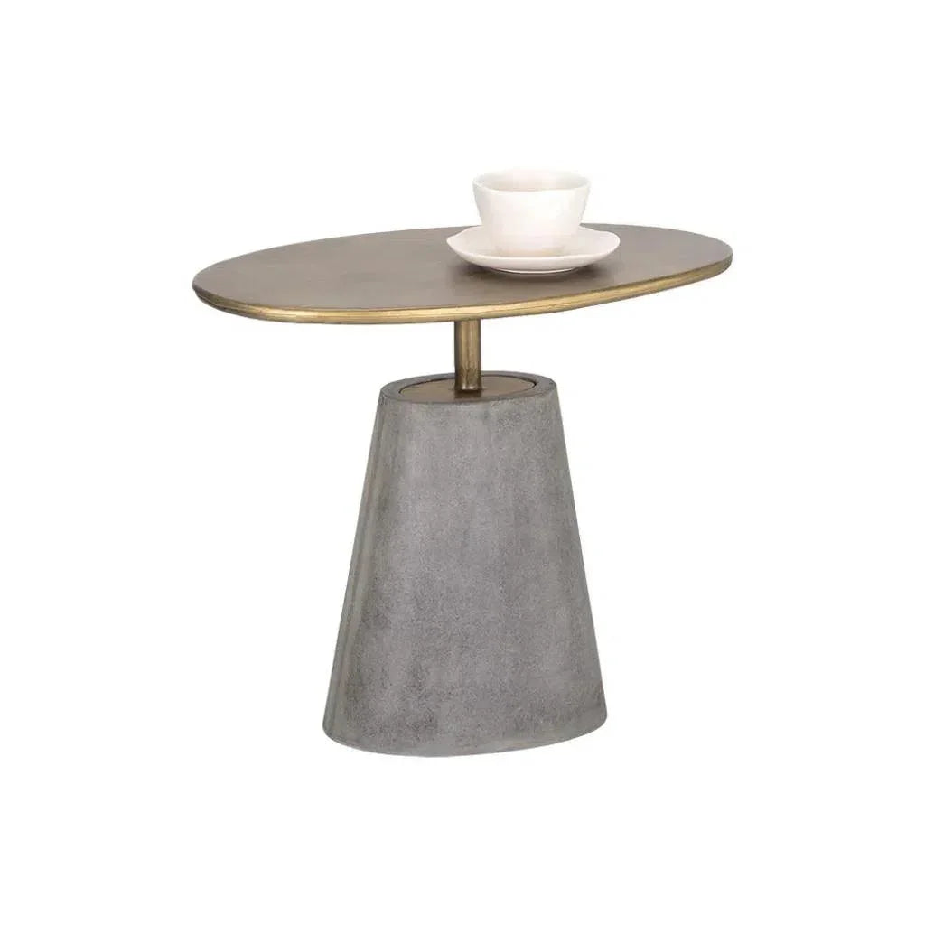 Kadin Concrete Based Steel Oval Side Table - LOOMLAN - SUNPAN - Outdoor Side Tables