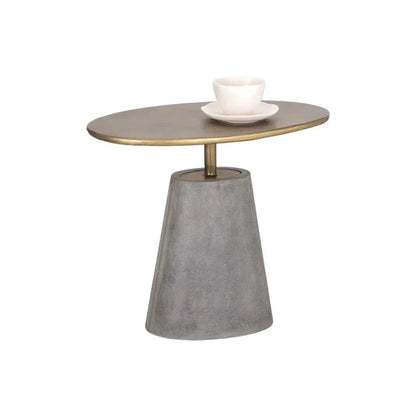 Kadin Concrete Based Steel Oval Side Table - LOOMLAN - SUNPAN - Outdoor Side Tables
